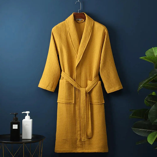 Unisex Long Waffle Cotton Bathrobe