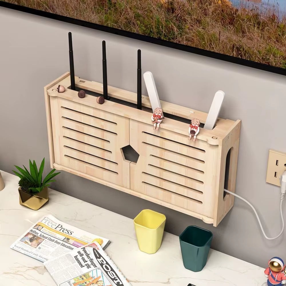 Wall-Mounted Wooden WiFi Router Box