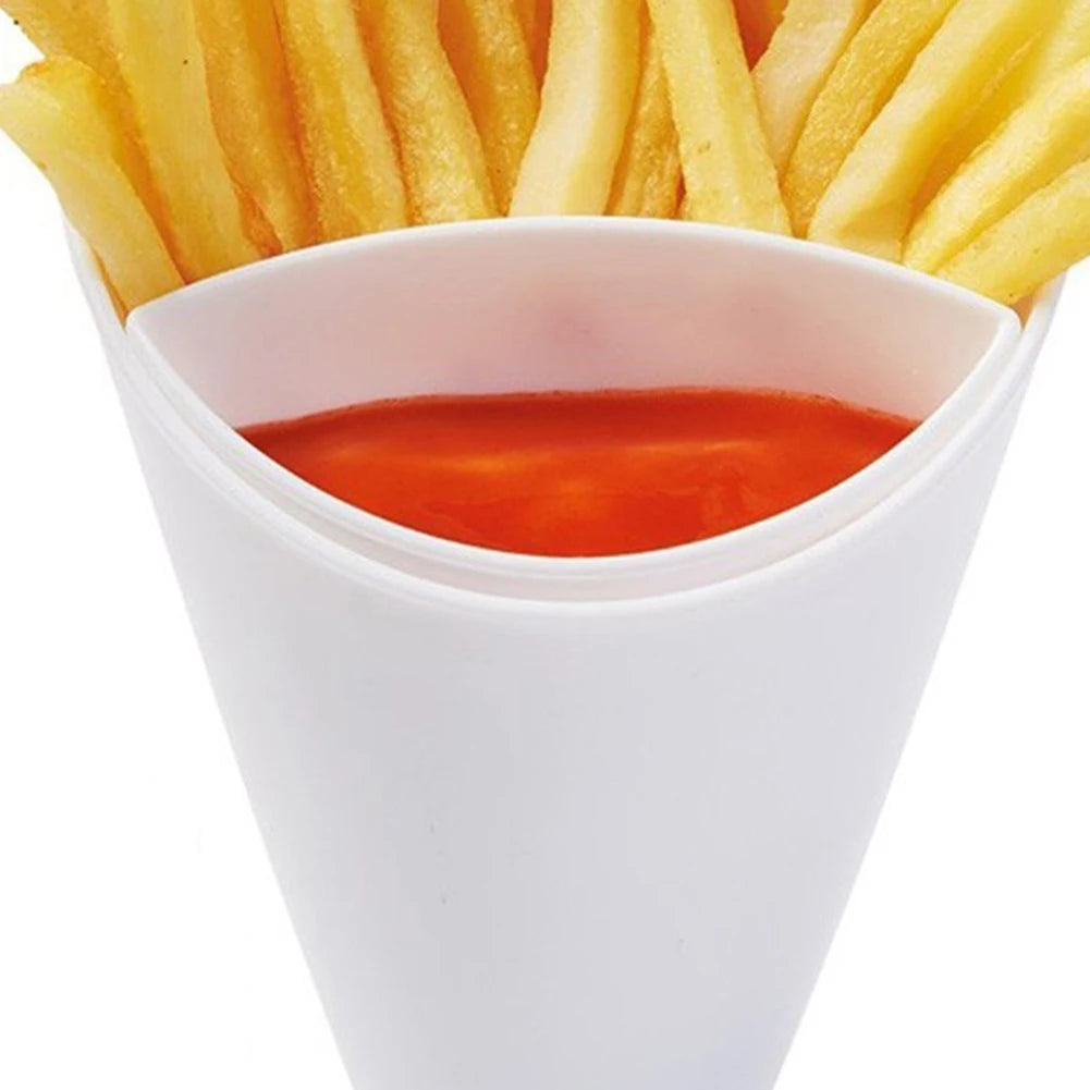 Fries & Sauce Holder – Snack Cone Stand with Dip Cups