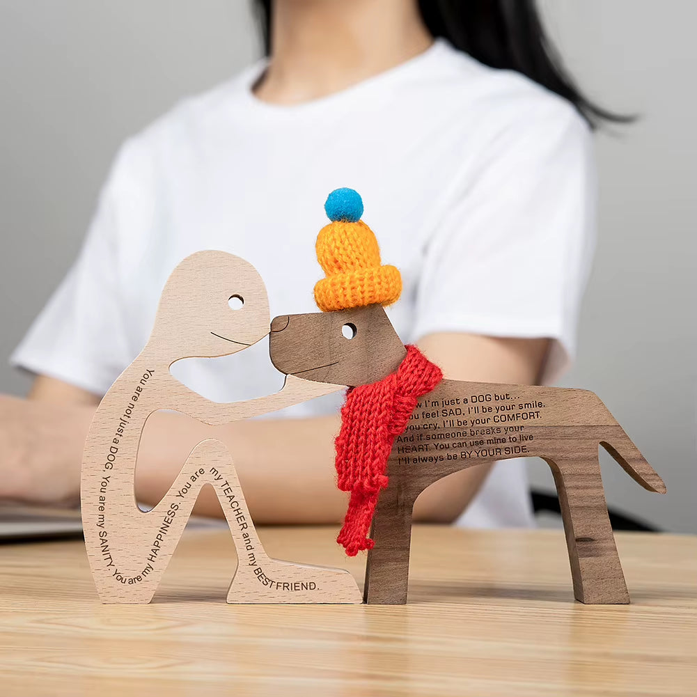 Wooden Couple Figurine Table Ornament 