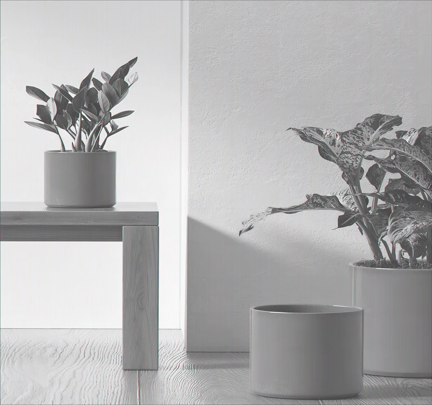 Set of 3 White Plant Pots with Drainage Holes & Plugs