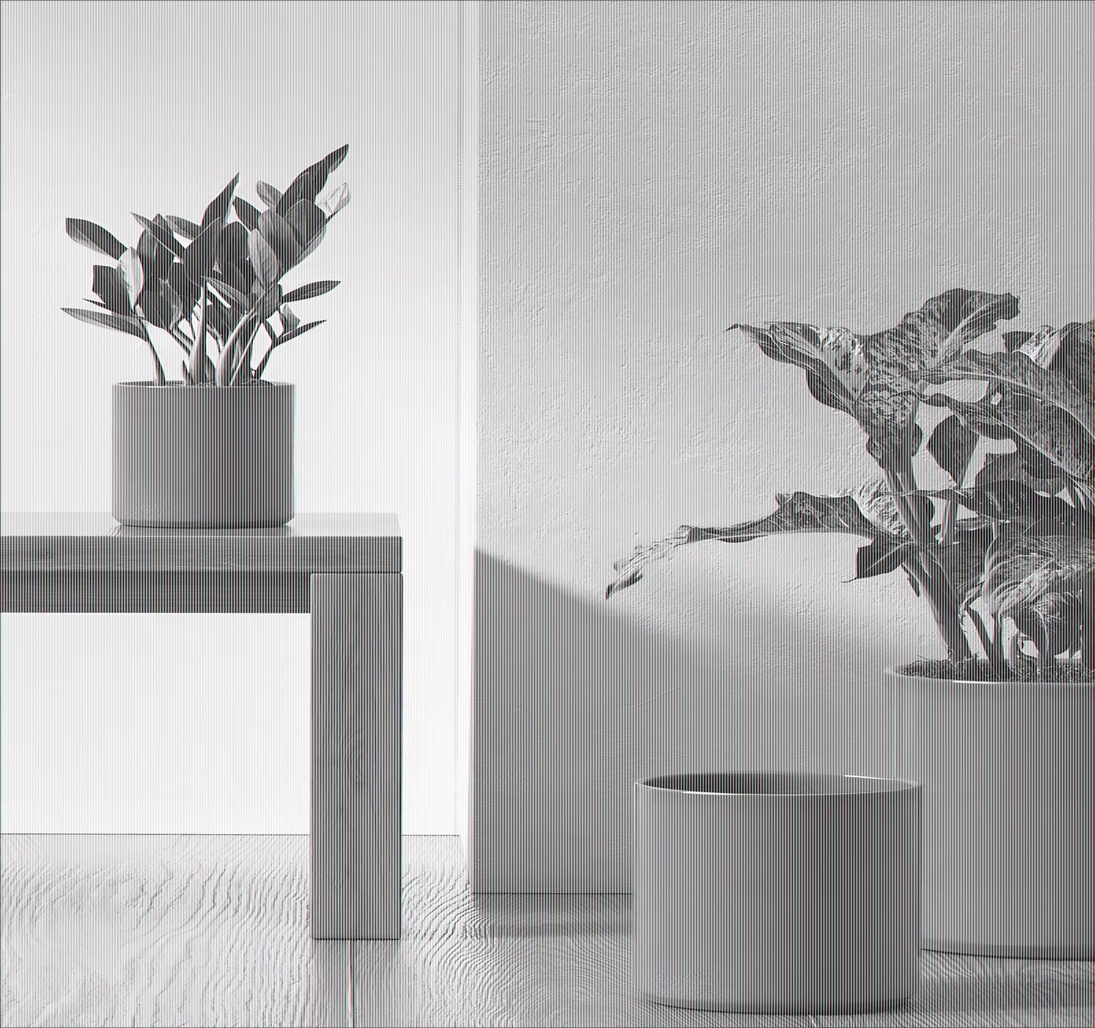 Set of 3 White Plant Pots with Drainage Holes & Plugs