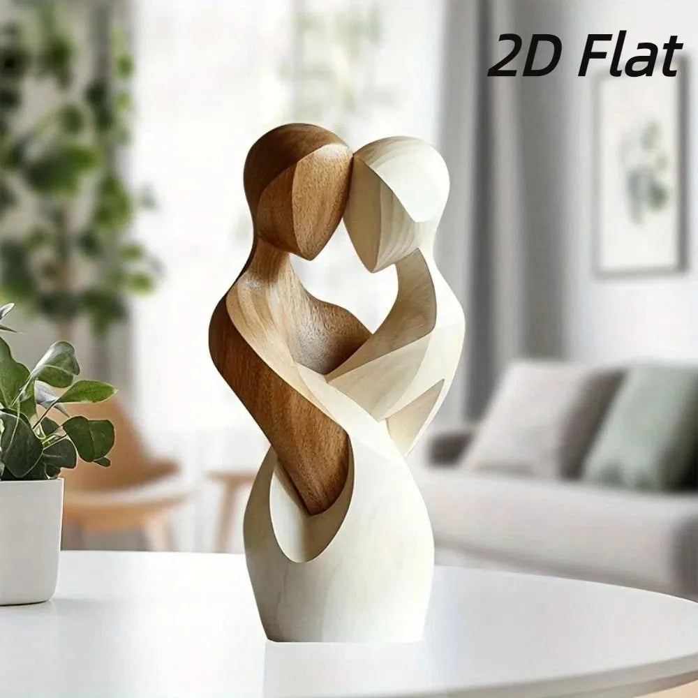 Modern Elegant 2D Flat Embrace Statue