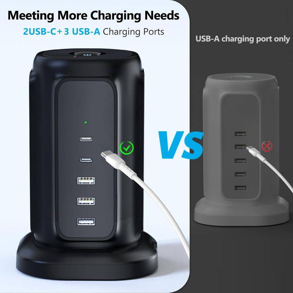 9-Outlet Power Strip Tower Surge Protector Extension Cord