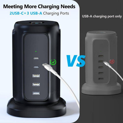 9-Outlet Power Strip Tower Surge Protector Extension Cord