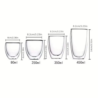 Double-Wall Insulated Clear Glass Espresso Cups