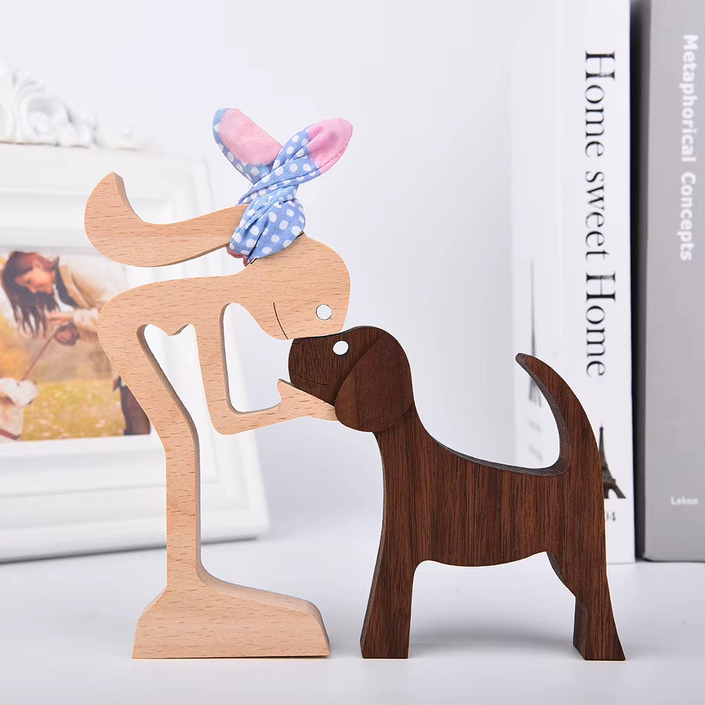 Wooden Couple Figurine Table Ornament 