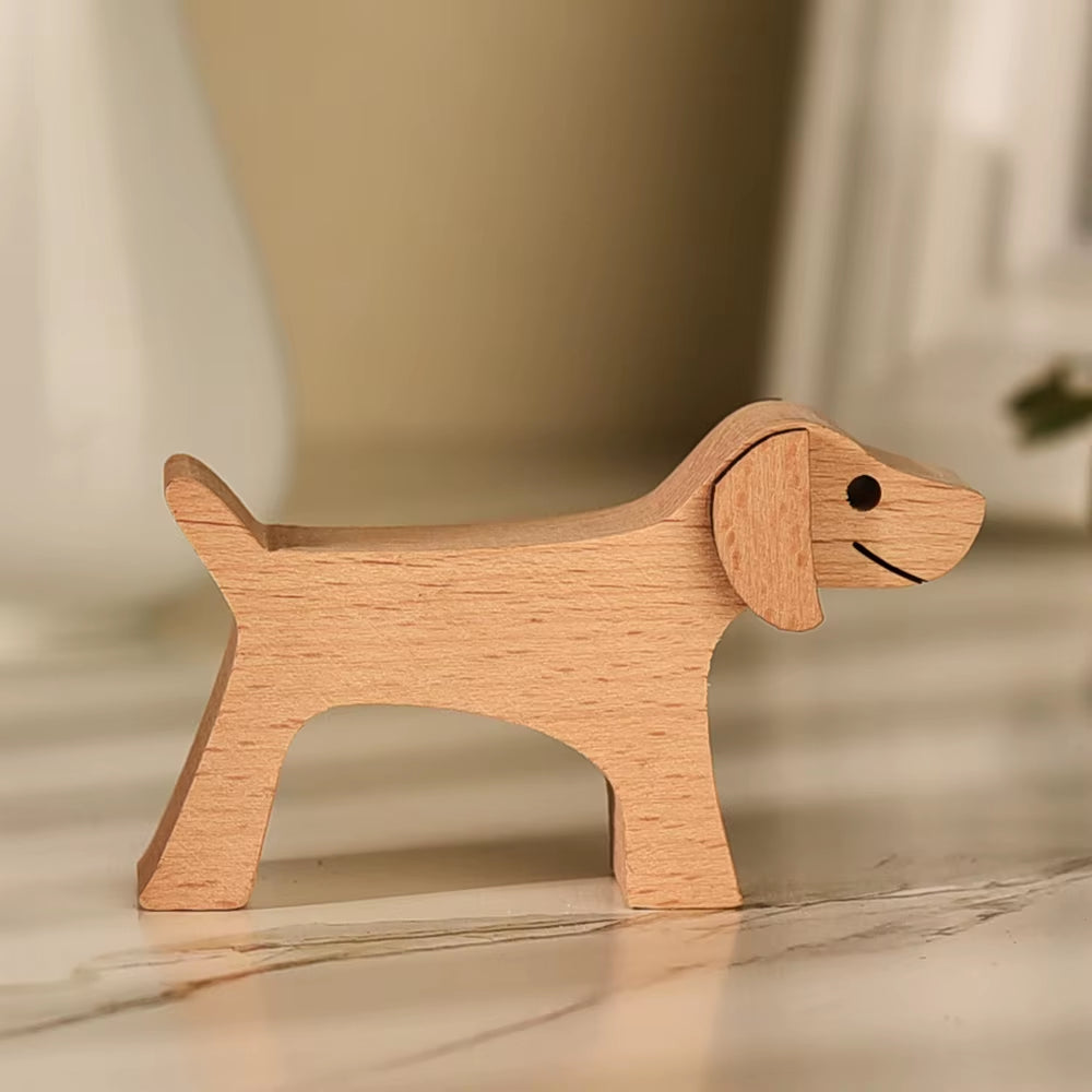 Wooden Couple Figurine Table Ornament 