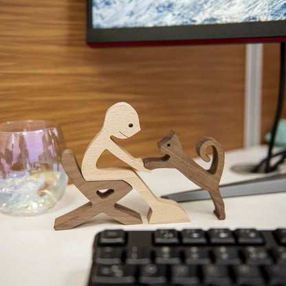 Wooden Couple Figurine Table Ornament 