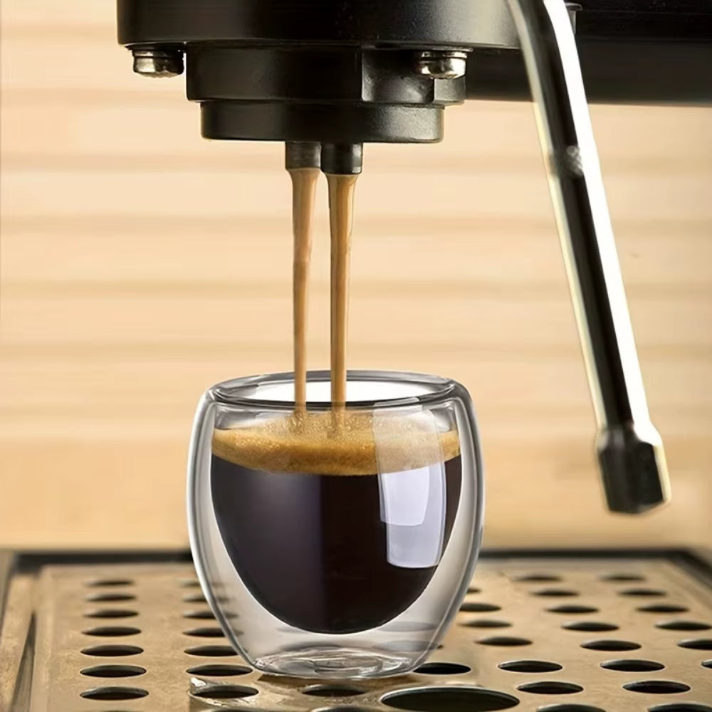 Double-Wall Insulated Clear Glass Espresso Cups