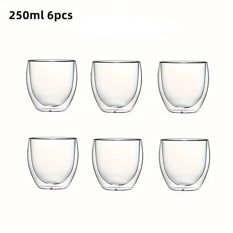 Double-Wall Insulated Clear Glass Espresso Cups
