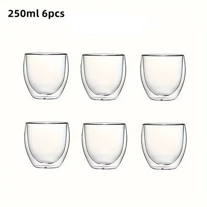Double-Wall Insulated Clear Glass Espresso Cups