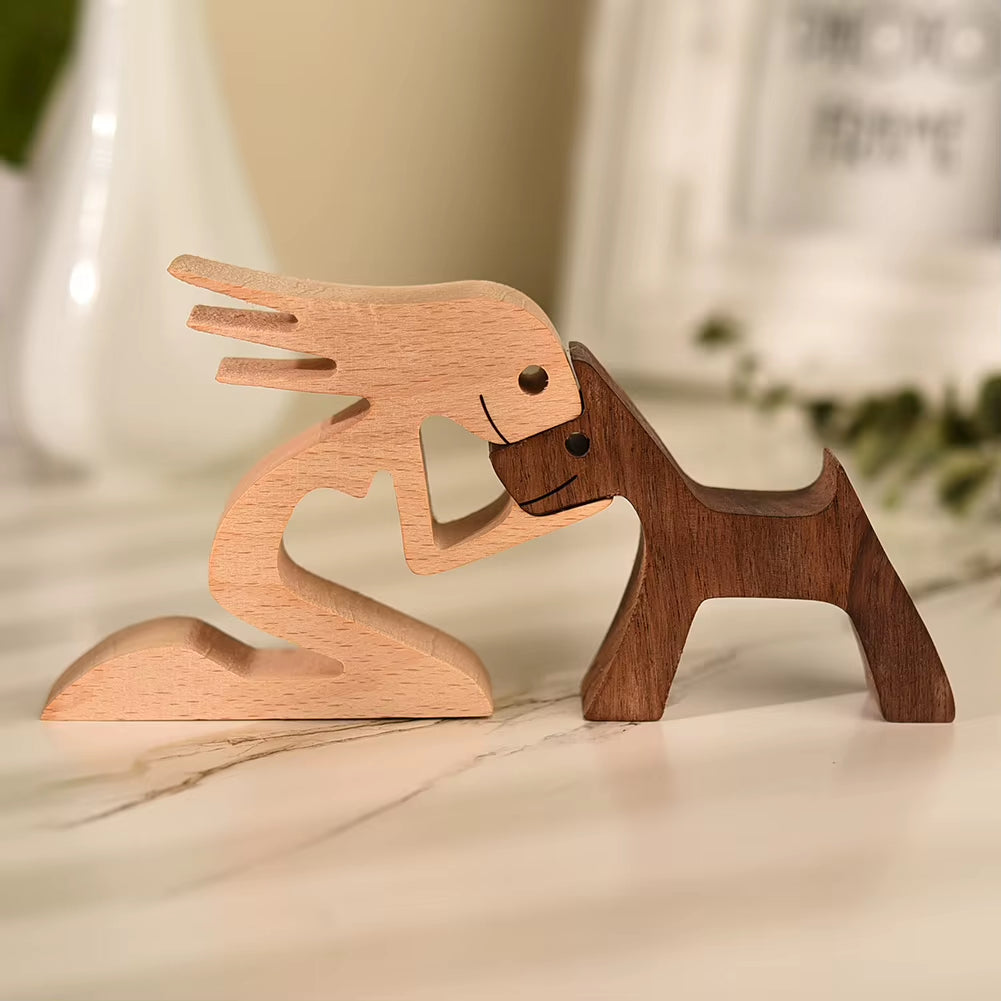 Wooden Couple Figurine Table Ornament 