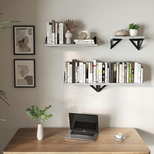 Set of 4 Rustic Foating Wood Shelves