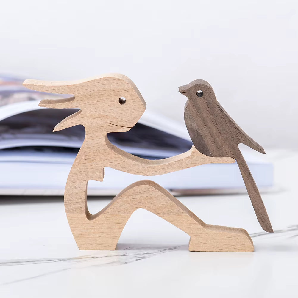 Wooden Couple Figurine Table Ornament 