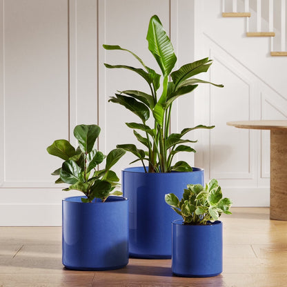 Set of 3 White Plant Pots with Drainage Holes & Plugs