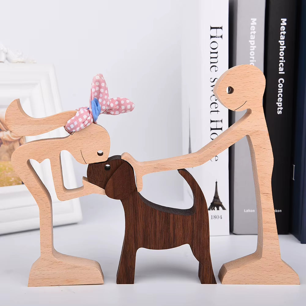 Wooden Couple Figurine Table Ornament 