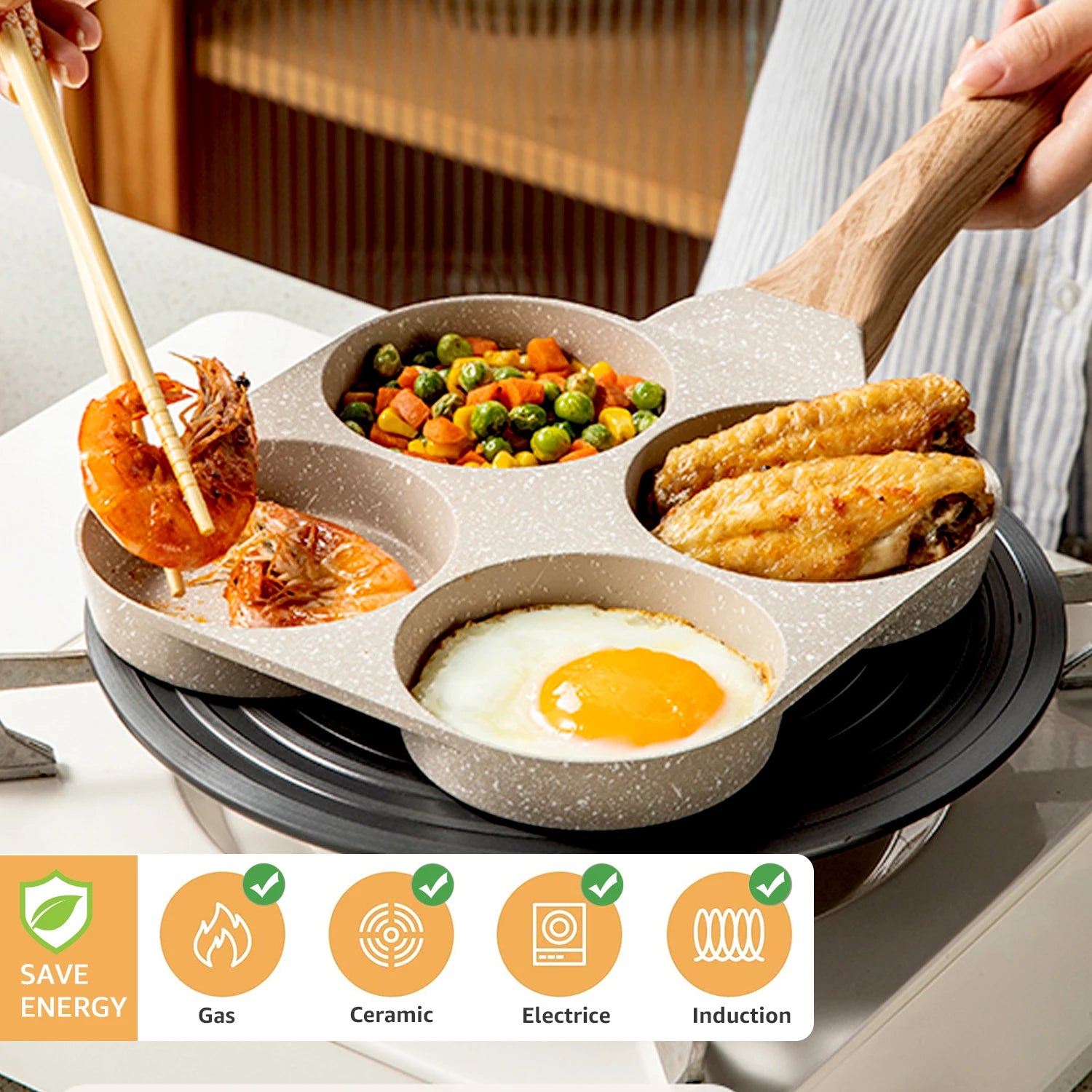 4-Hole Nonstick Omelet Pan