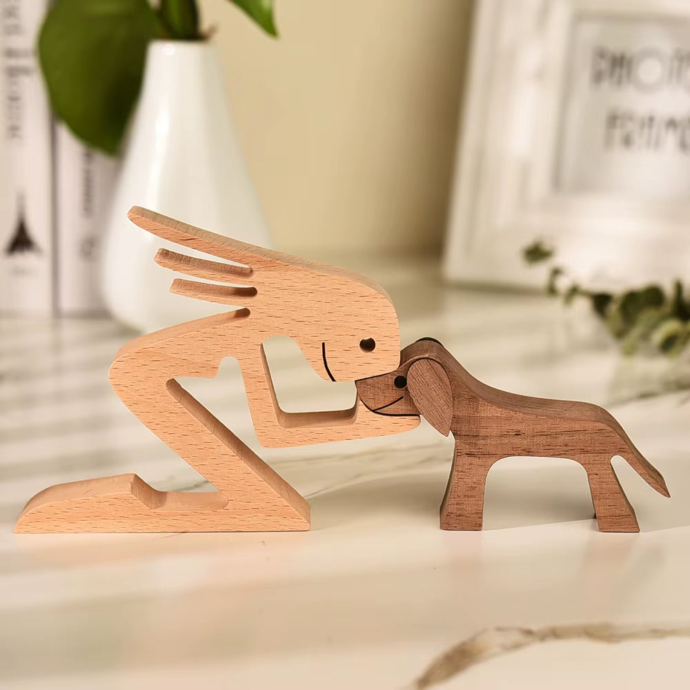 Wooden Couple Figurine Table Ornament 