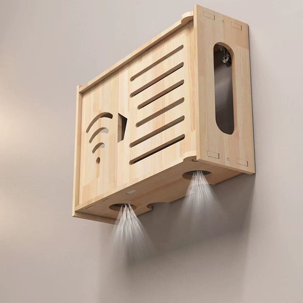 Wall-Mounted Wooden WiFi Router Box