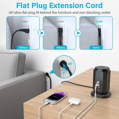 9-Outlet Power Strip Tower Surge Protector Extension Cord
