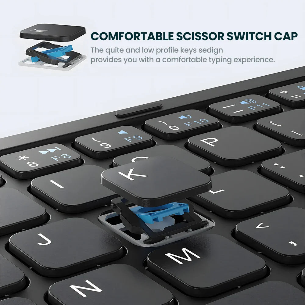 Portable Quadruple-Folding Bluetooth Keyboard with Touchpad
