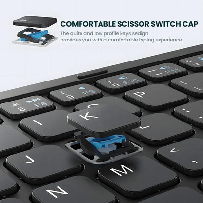 Portable Quadruple-Folding Bluetooth Keyboard with Touchpad