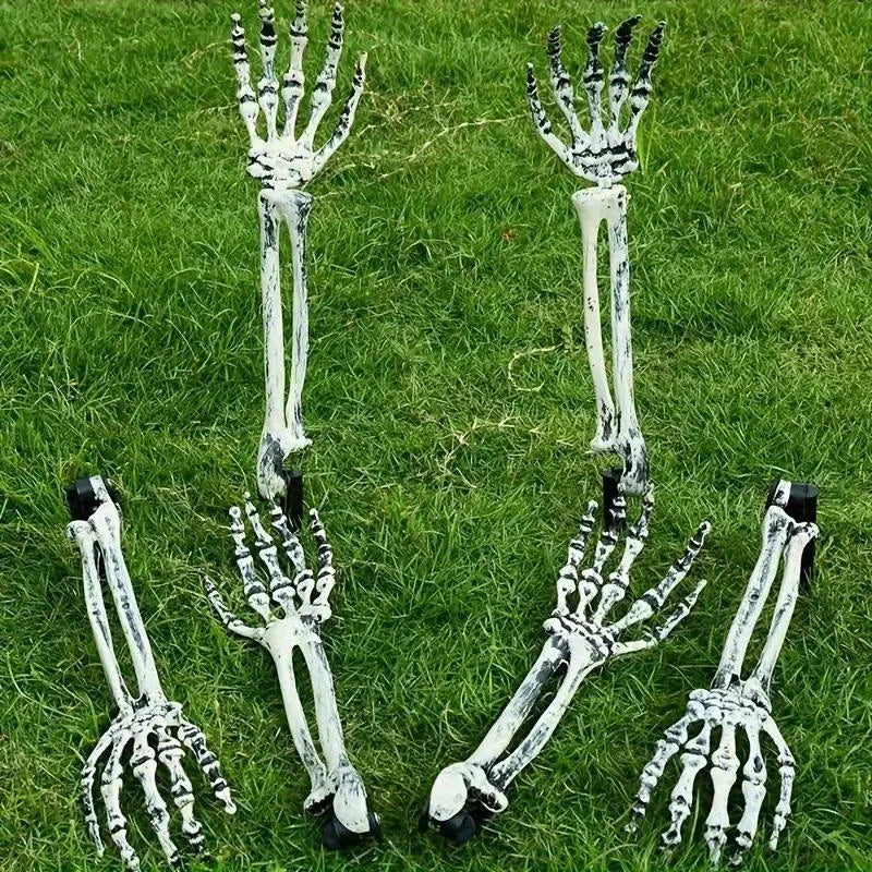 Halloween Skeleton Skull and Hand Garden Stakes