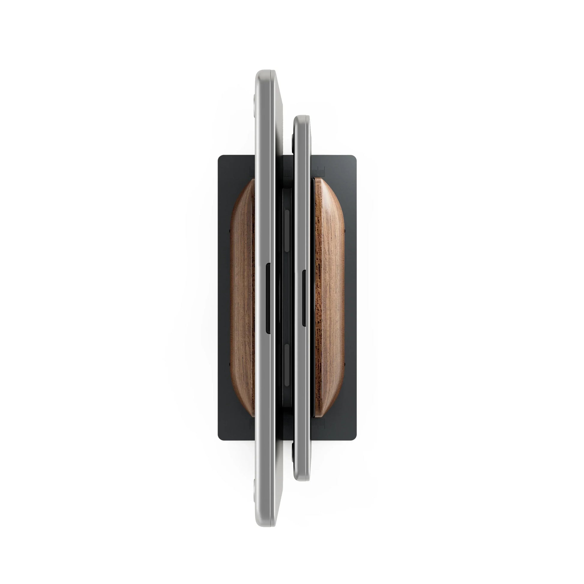 Dual-Slot Walnut Vertical Laptop Stand
