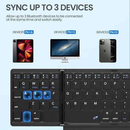 Portable Quadruple-Folding Bluetooth Keyboard with Touchpad