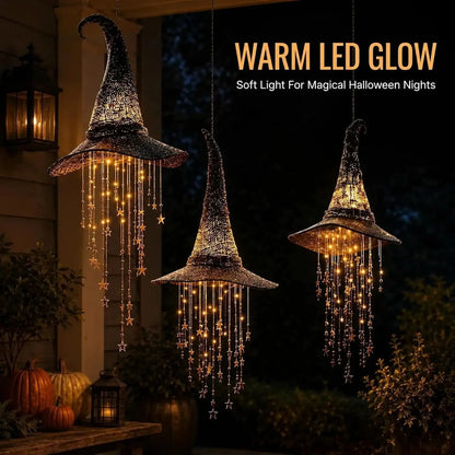 Lighted Witch Hat Hanging Halloween Ornament