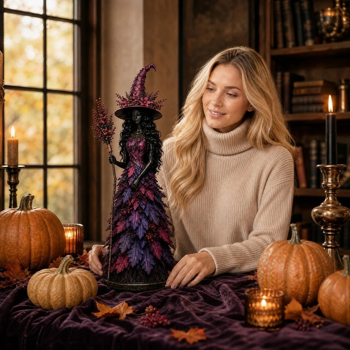 Leaf Witch Halloween Figurine