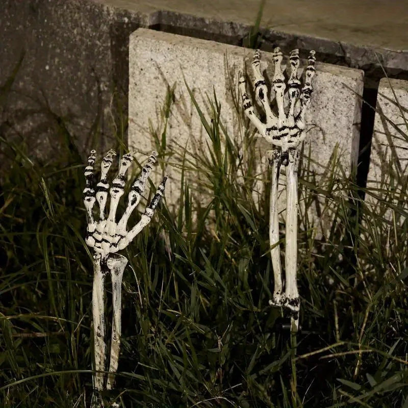 Halloween Skeleton Skull and Hand Garden Stakes
