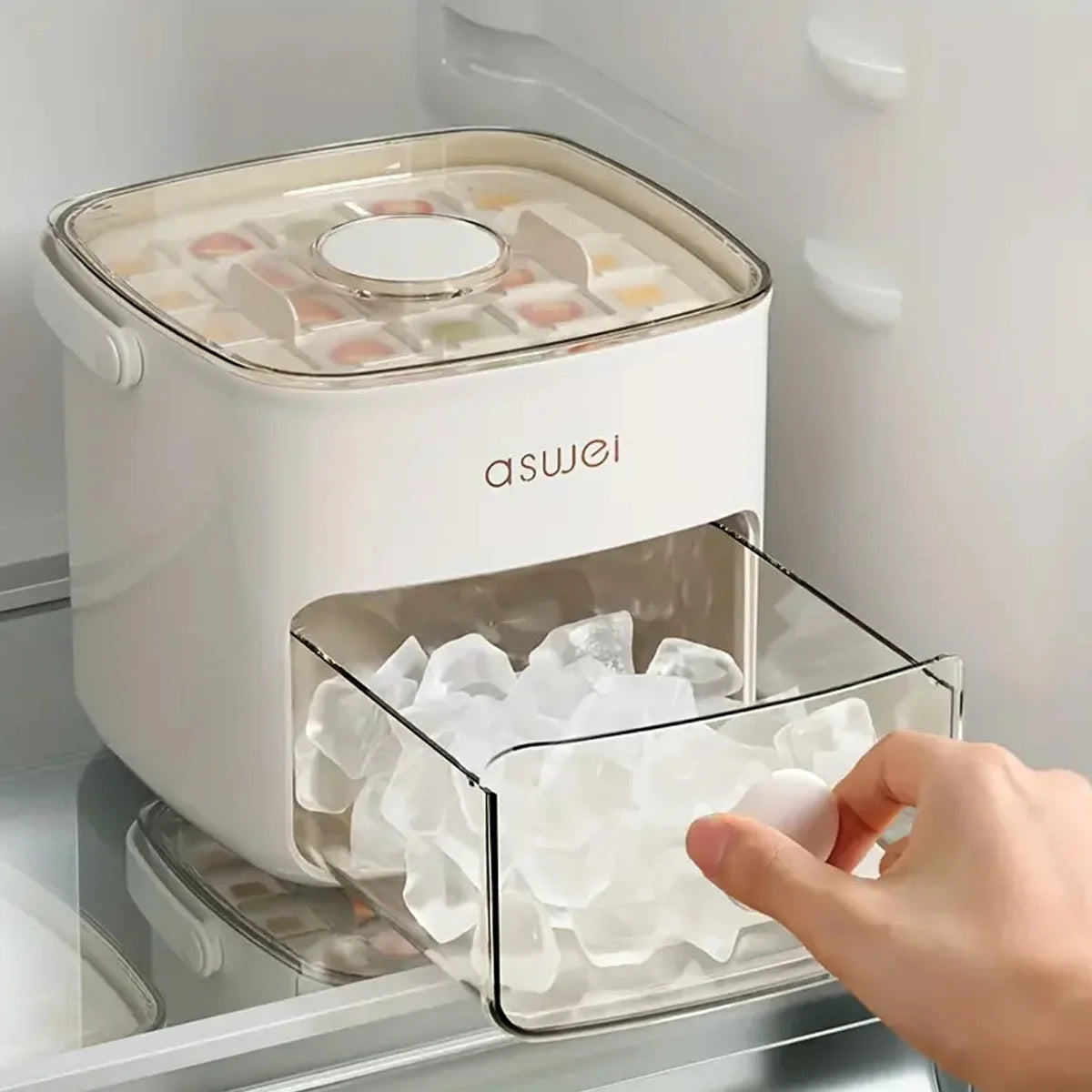 48-Grid Ice Cube Tray with Storage Compartment
