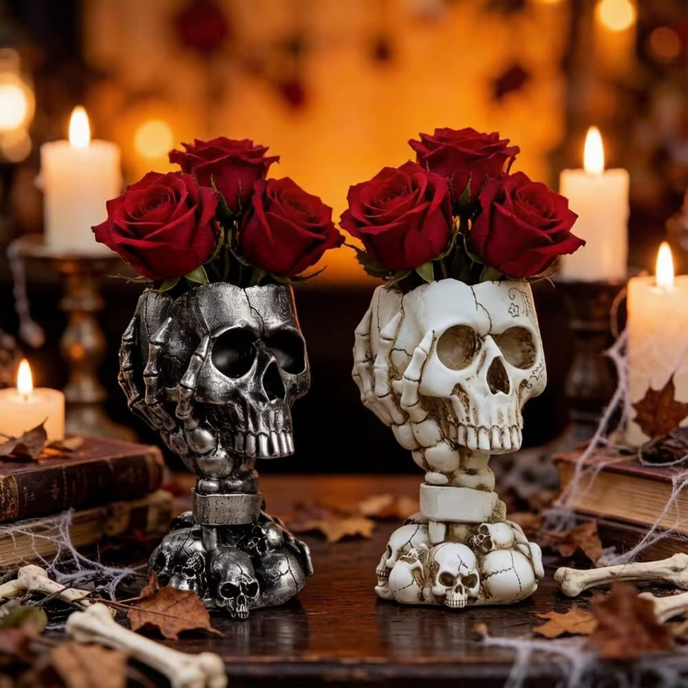 Skull Planter Pot for Gothic Halloween Décor