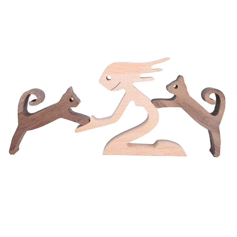 Wooden Couple Figurine Table Ornament 