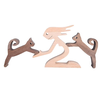 Wooden Couple Figurine Table Ornament 