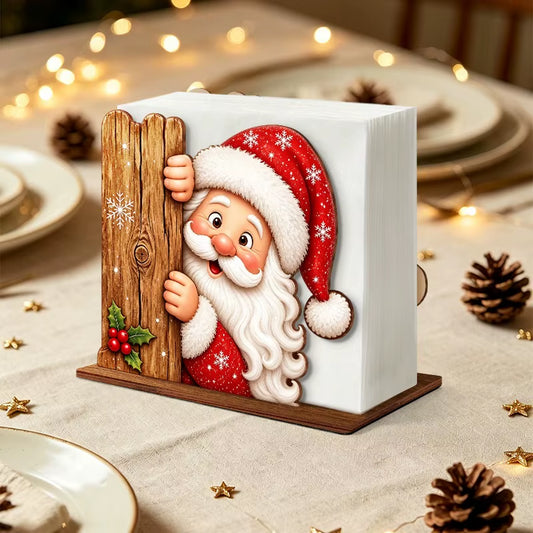 Wooden Santa Claus Christmas Napkin Holder