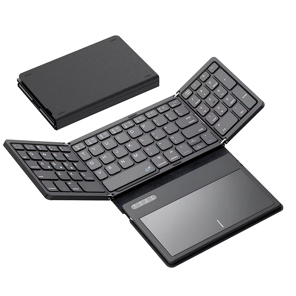 Portable Quadruple-Folding Bluetooth Keyboard with Touchpad