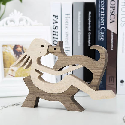 Wooden Couple Figurine Table Ornament 