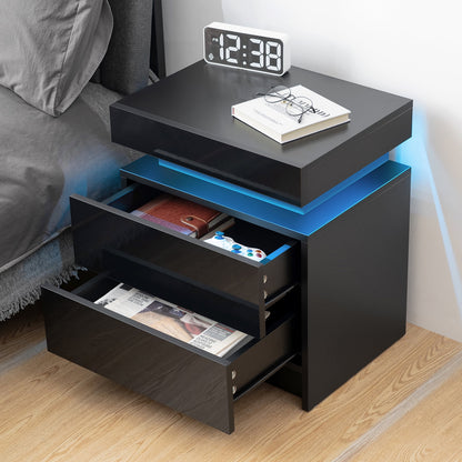 LED Black Modern Nightstands