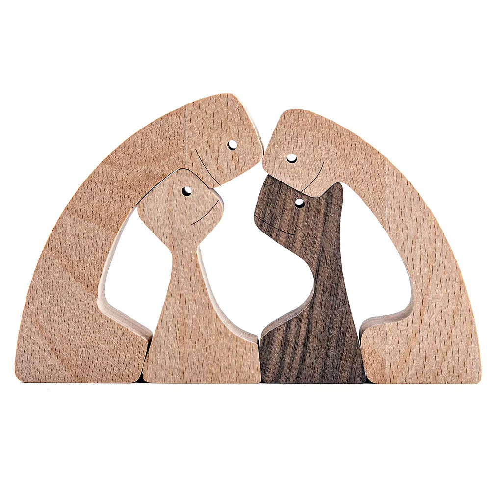 Wooden Couple Figurine Table Ornament 