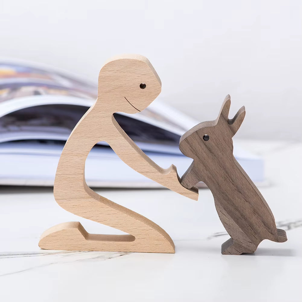 Wooden Couple Figurine Table Ornament 
