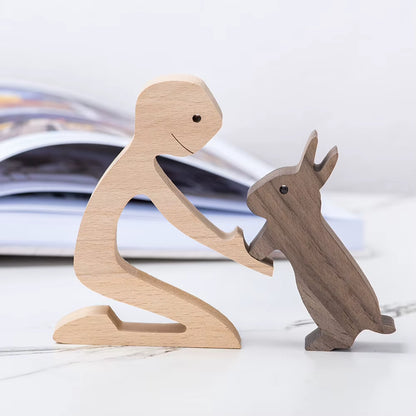 Wooden Couple Figurine Table Ornament 