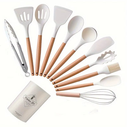 12-Piece Silicone & Wooden Kitchen Utensil Set