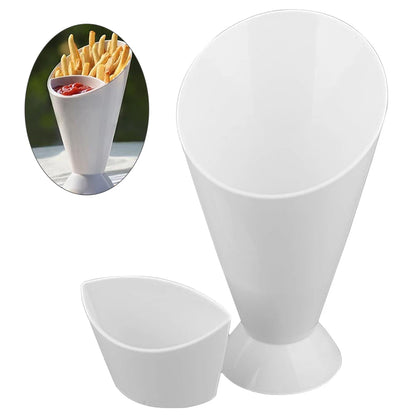 Fries & Sauce Holder – Snack Cone Stand with Dip Cups
