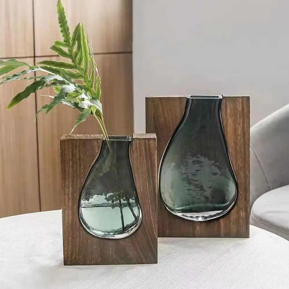 Modern Wooden Glass Vase