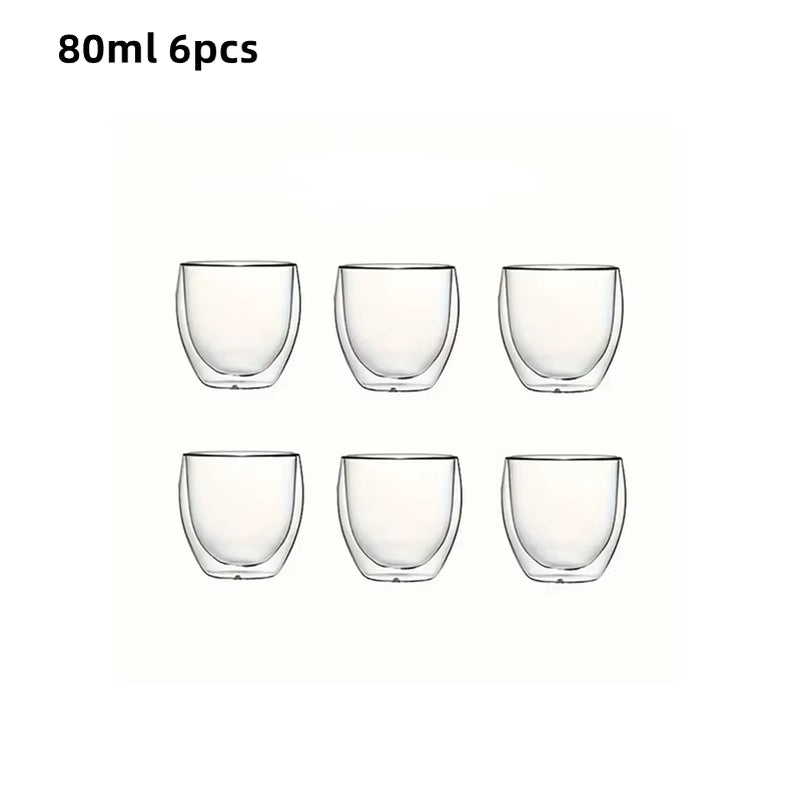 Double-Wall Insulated Clear Glass Espresso Cups