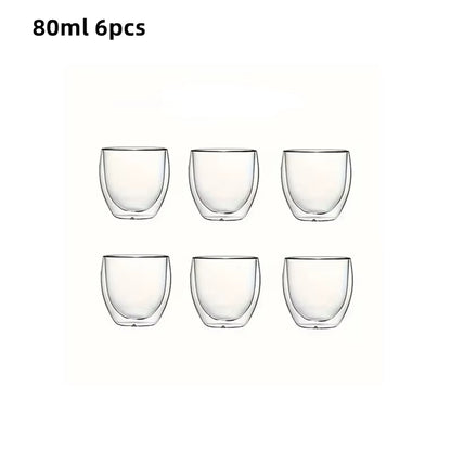 Double-Wall Insulated Clear Glass Espresso Cups