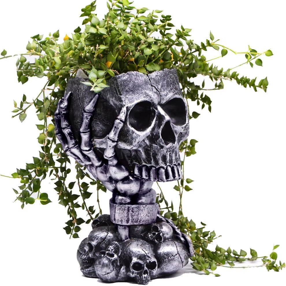 Skull Planter Pot for Gothic Halloween Décor